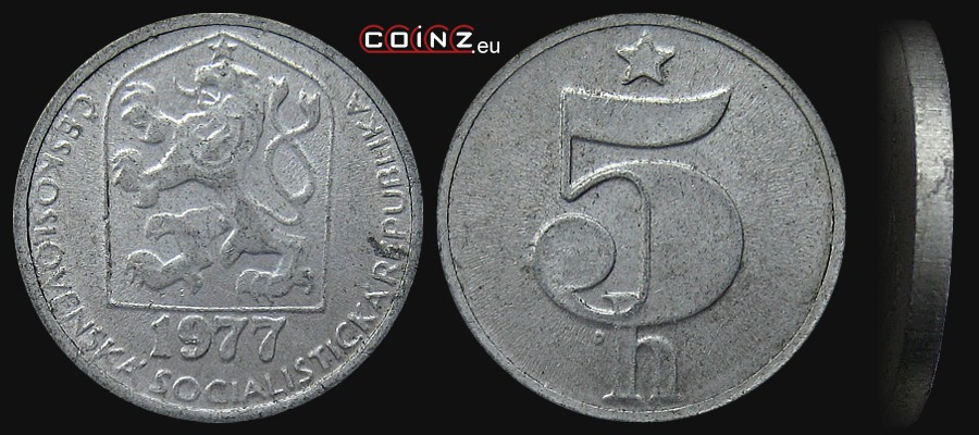 5 halerzy 1977-1990 - monety Czechosłowacji