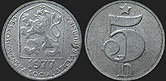Czechoslovak coins - 5 haleru 1977-1990