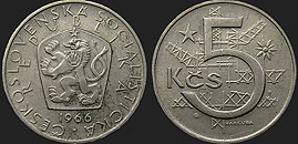 Monety Czechosłowacji - 5 koron 1966-1990
