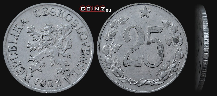 25 haleru 1953-1958 - Coins of Czechoslovakia