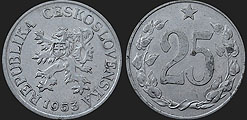 Monety Czechosłowacji - 25 halerzy 1953-1954