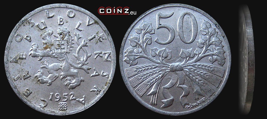 50 halerzy 1951-1953 - monety Czechosłowacji