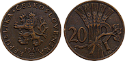 Czechoslovak coins - 20 haleru 1947-1950