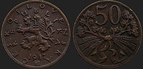 Czechoslovak coins - 50 haleru 1947-1950