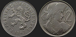 Monety Czechosłowacji - 2 korony 1947-1948