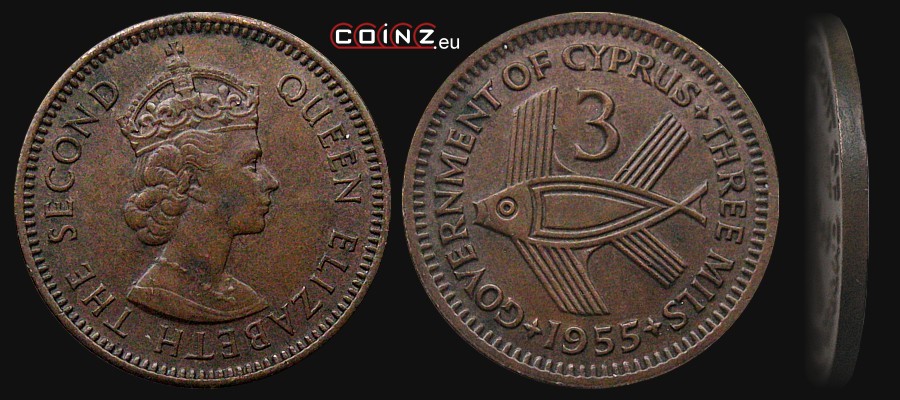 3 mils 1955 - Cypriot coins (British)