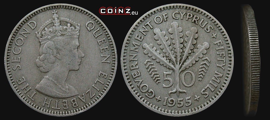 50 mils 1955 - Cypriot coins (British)