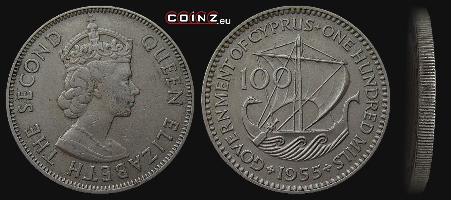 100 milów 1955-1957 - monety Cypru