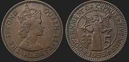 Monety Cypru (brytyjskiego) - 5 milów 1955-1956