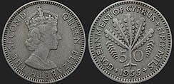 Monety Cypru (brytyjskiego) - 50 milów 1955