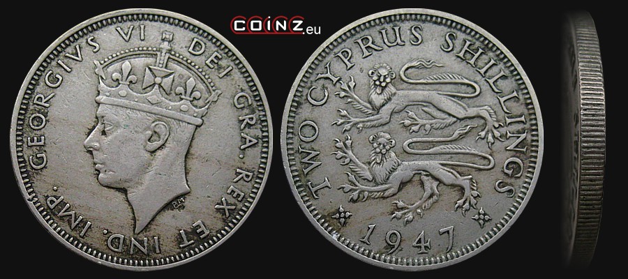 2 shillings 1947 - Cypriot coins (British)