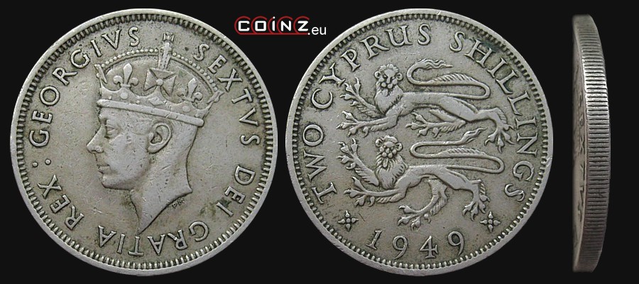 2 shillings 1949 - Cypriot coins (British)
