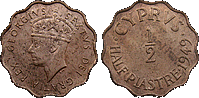 Monety Cypru (brytyjskiego) - pół (1/2) piastra 1949