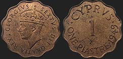 Monety Cypru (brytyjskiego) - 1 piastr 1949