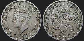 Cypriot coins (British) - 2 shillings 1949