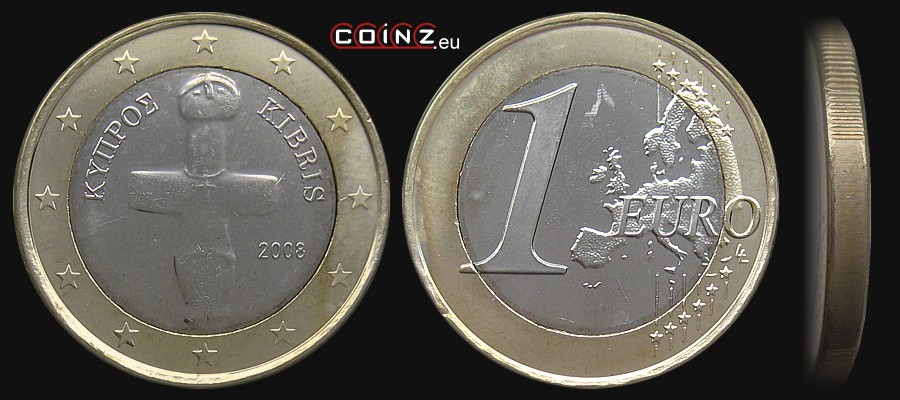 1 euro od 2008 - monety Cypru