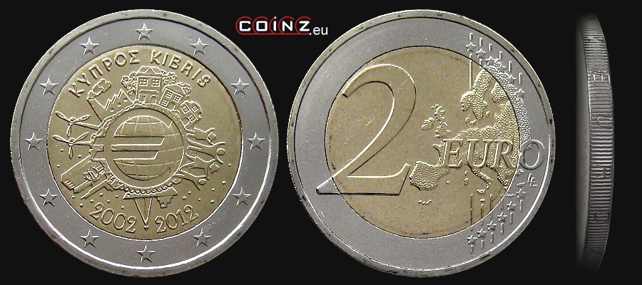2 euro 2012 - 10 Lat Euro w Obiegu - monety Cypru