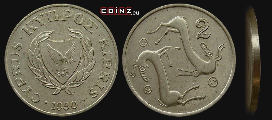 2 centy 1985-1990 - monety Cypru