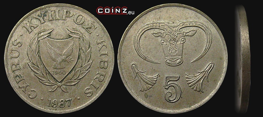 5 cents 1985-1990 - Coins of Cyprus