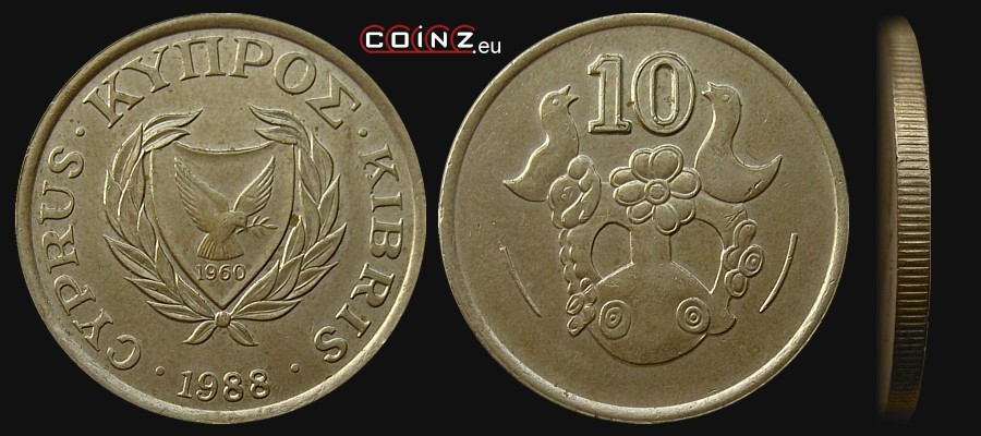 10 cents 1985-1990 - Coins of Cyprus
