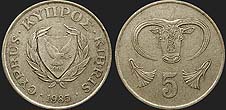 Monety Cypru - 5 centów 1983