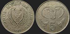 Monety Cypru - 5 centów 1985-1990