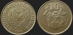 Monety Cypru - 10 centów 1985-1990