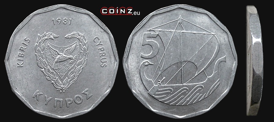 5 milów 1981 - monety Cypru