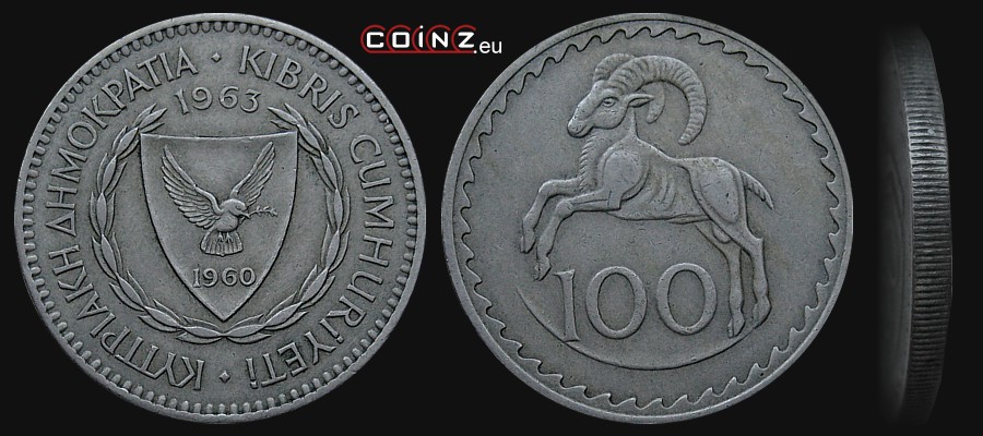 100 milów 1963-1982 - monety Cypru