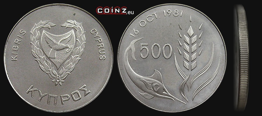 500 mils 1981 FAO World Food Day- Cypriot coins