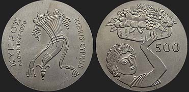 Monety Cypru - 500 milów 1970 FAO