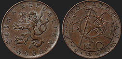 Czech coins - 10 korun 2000 Year Two Thousand