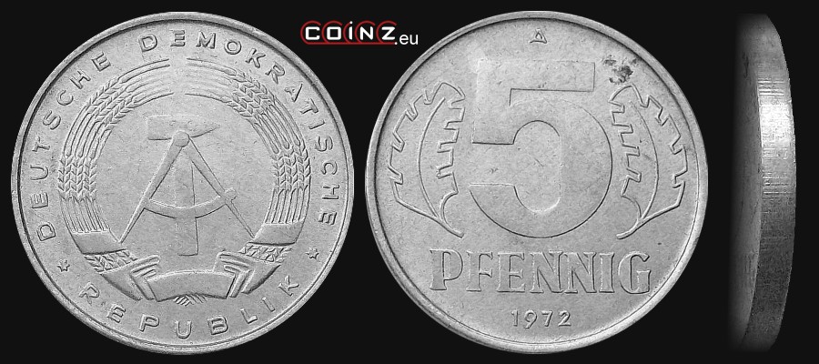 5 fenigów 1968-1975 - monety Niemiec (NRD)