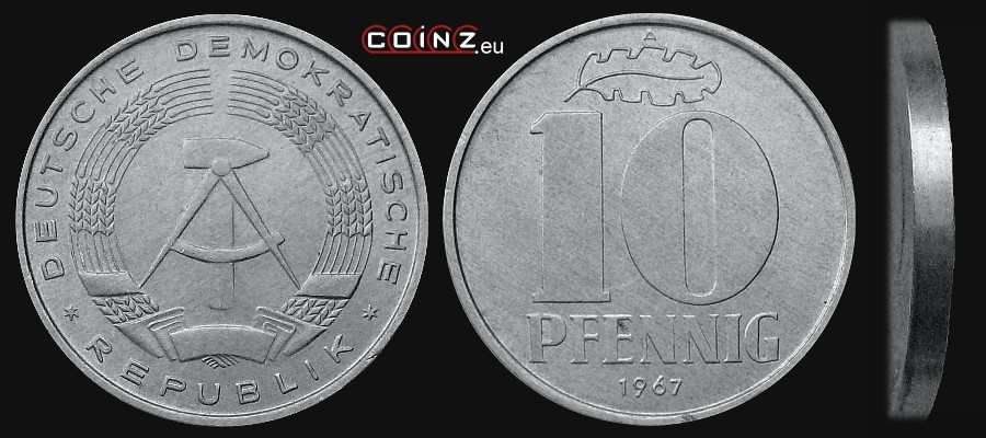 10 fenigów 1963-1985 - monety Niemiec (NRD)