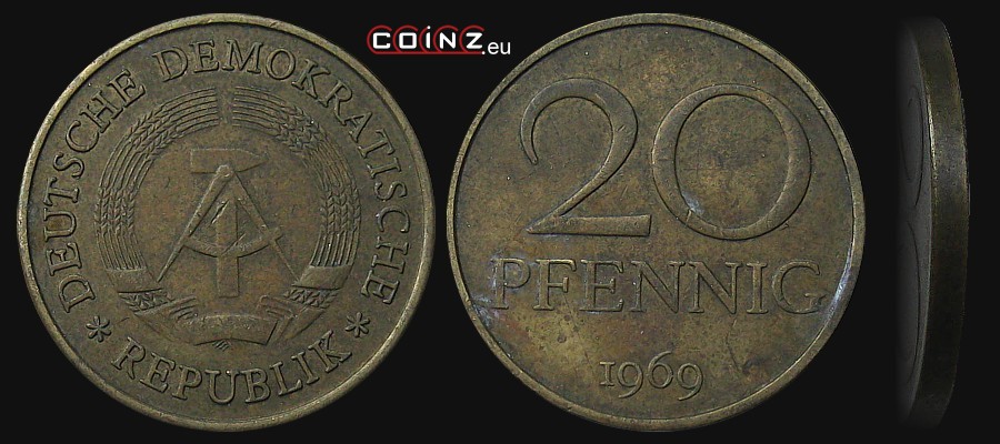20 fenigów 1969-1990 - monety Niemiec (NRD)