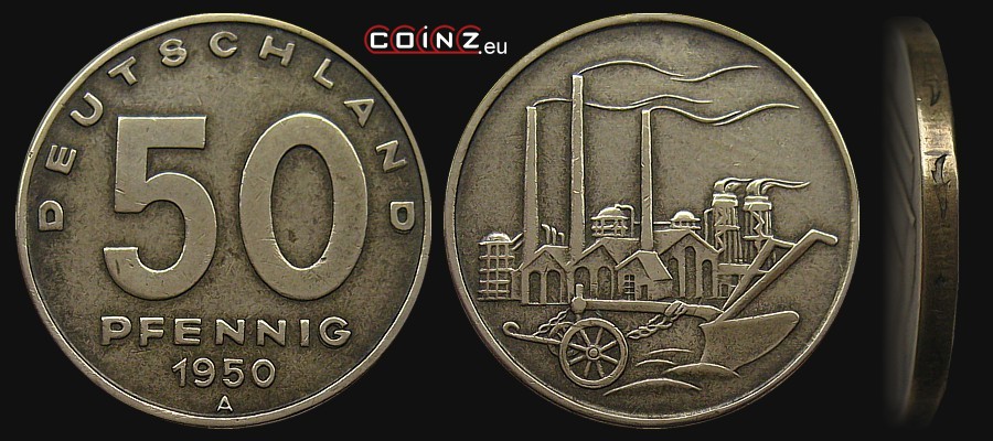 50 fenigów 1949-1950 - monety Niemiec (NRD)
