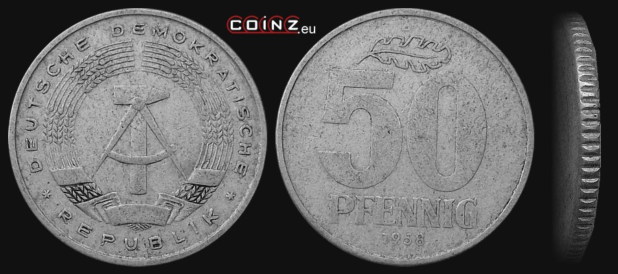 50 fenigów 1958 - monety Niemiec (NRD)