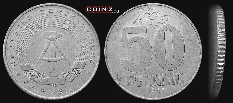 50 fenigów 1968-1985 - monety Niemiec (NRD)