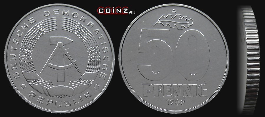 50 fenigów 1986-1990 - monety Niemiec (NRD)