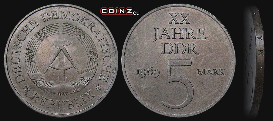 5 marek 1969 - 20 Lat NRD - monety Niemiec (NRD)