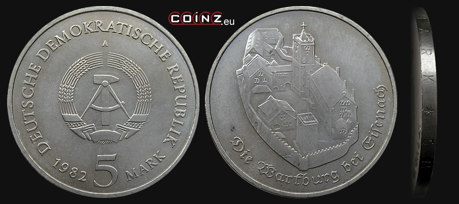 5 marek 1982-1983 Zamek Wartburg - monety Niemiec (NRD)