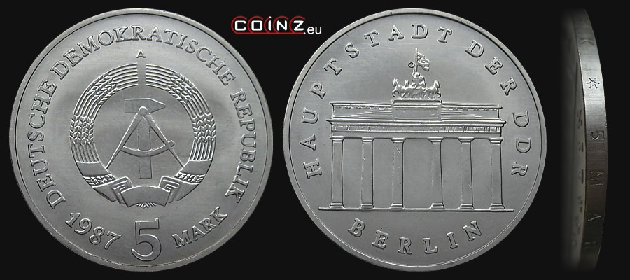 5 marek 1983-1990 Berlin - Brama Brandenburska - monety Niemiec (NRD)