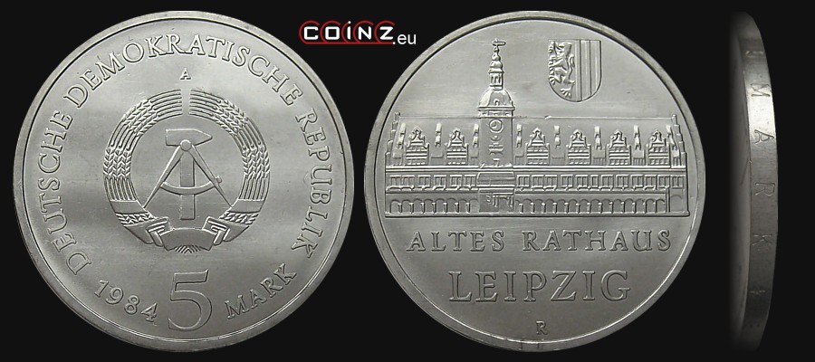 5 marek 1984 Lipsk - Stary Ratusz - monety Niemiec (NRD)