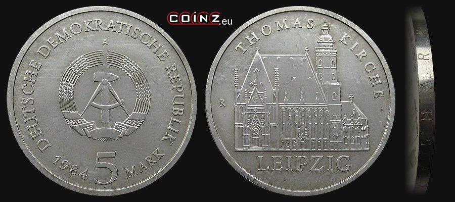 5 marek 1984 Lipsk - Kościół Św. Tomasza - monety Niemiec (NRD)
