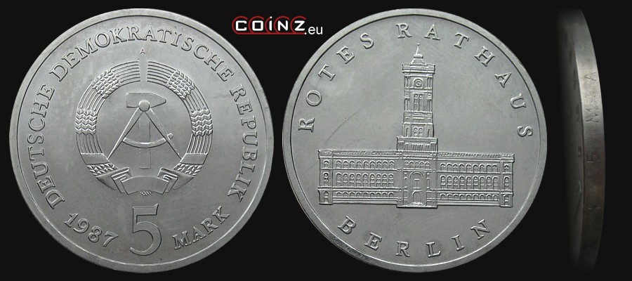 5 marek 1987 Berlin - Czerwony Ratusz - monety Niemiec (NRD)