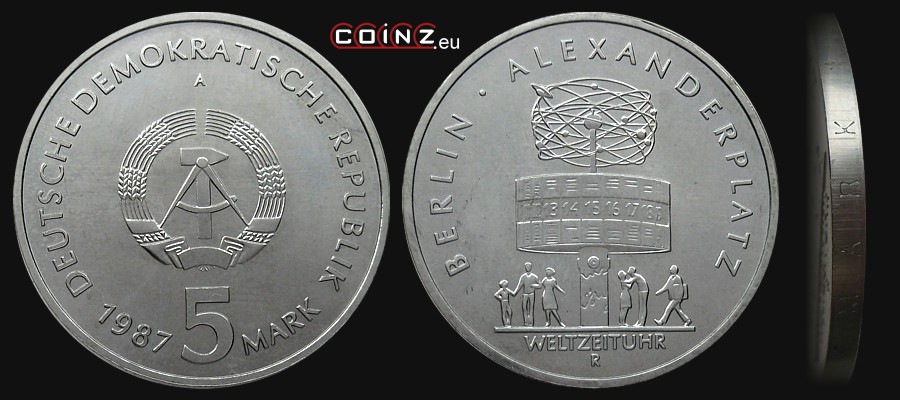 5 marek 1987 Berlin - Alexanderplatz - monety Niemiec (NRD)