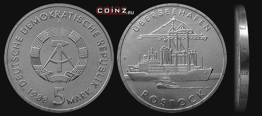 5 marek 1988 Rostock - Port Morski - monety Niemiec (NRD)
