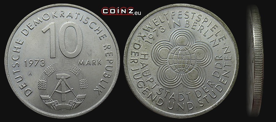 10 marek 1973 Festiwal Młodzieży i Studentów - monety Niemiec (NRD)
