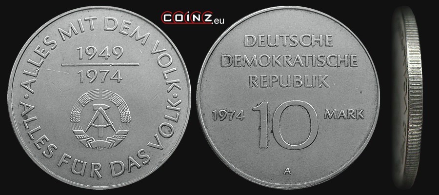 10 marek 1974 - 25 Lat NRD - monety Niemiec (NRD)