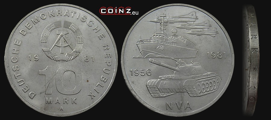 10 marek 1981 - 25 Lat Narodowej Armii Ludowej - monety Niemiec (NRD)